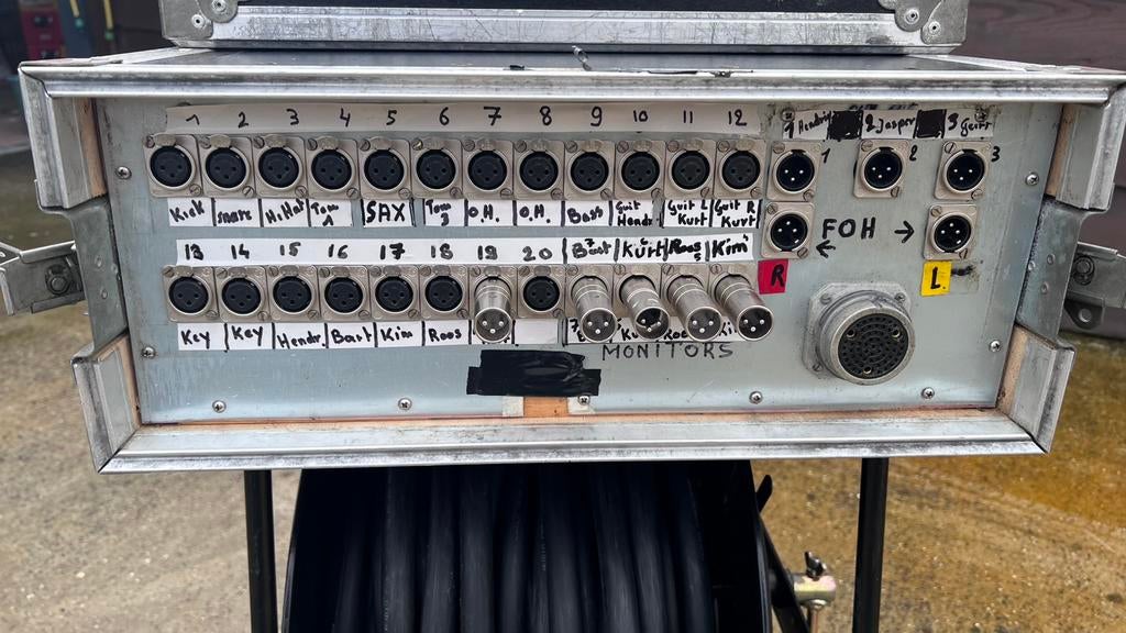 Stageblok met multidkabel. Met split voor FOH en monitors, Musique & Instruments, Tables de mixage, Utilisé, Enlèvement