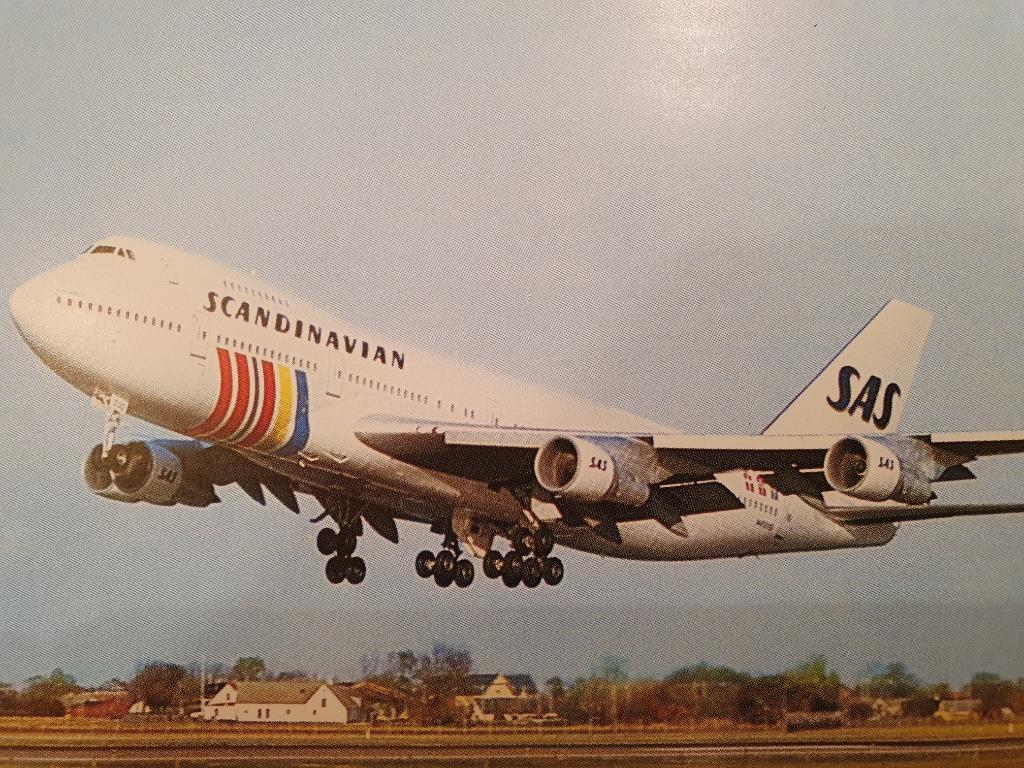 BOEING 747 SAS AIRLINES ANSICHTKAART, Verzamelen, Ophalen of Verzenden, Nieuw, Kaart, Foto of Prent