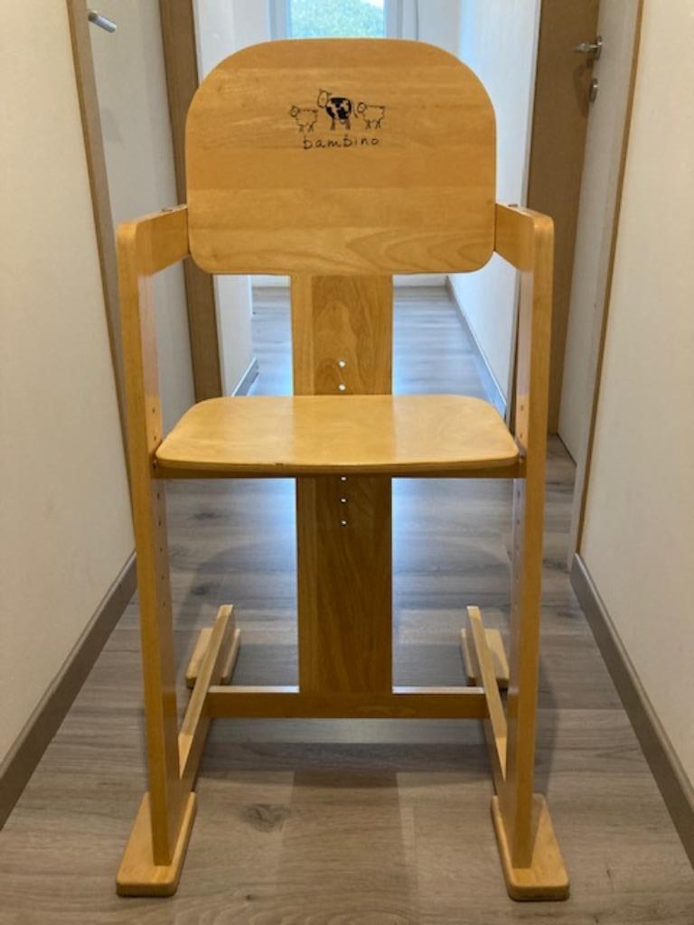 Houten kinderstoel bambino mét eetblad, Kinderen en Baby's, Kinderstoelen, Ophalen, Gebruikt, Meegroeistoel, Aanschuifbaar