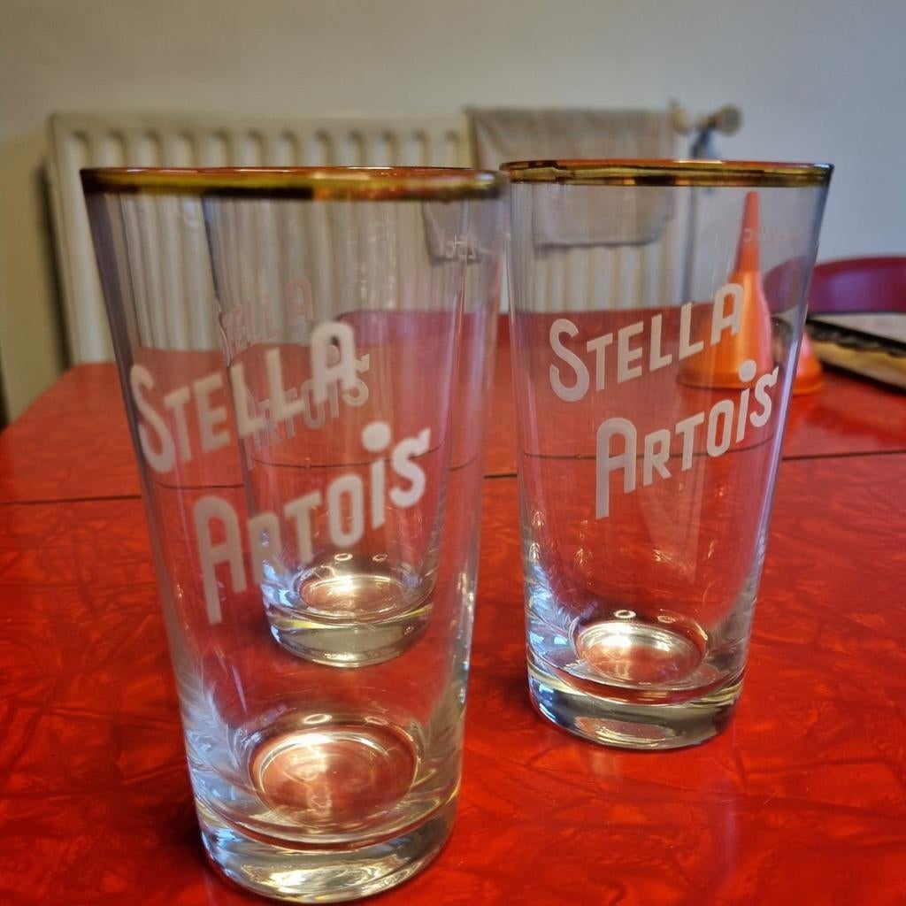 3 oude  bierglazen : stella artois, Verzamelen, Ophalen of Verzenden, Zo goed als nieuw, Stella Artois