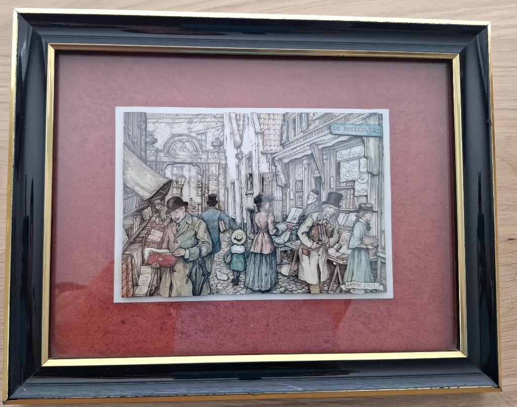 zwarte houten kader 27,5 op 21 cm met 3D relief anton pieck, Ophalen of Verzenden, Zo goed als nieuw
