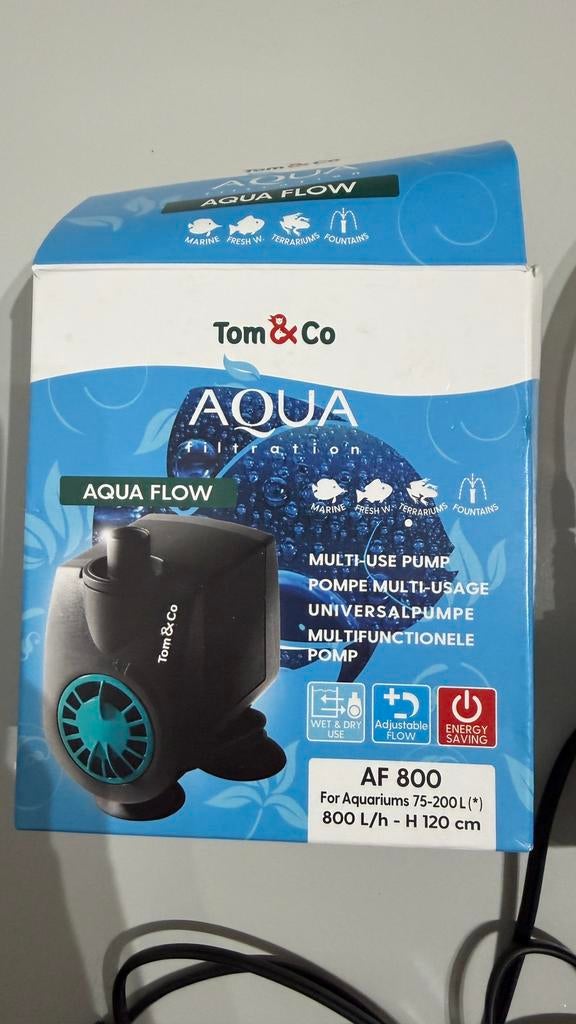 Pompe d'aquarium Tom&Co Aqua Flow AF 800 | 75-200 L, Animaux & Accessoires, Poissons | Aquariums & Accessoires, Enlèvement, Utilisé