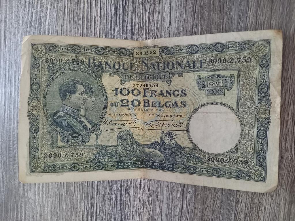 Belgisch biljet van 100 g uit 1932, Postzegels en Munten, Munten en Bankbiljetten | Verzamelingen, Ophalen of Verzenden