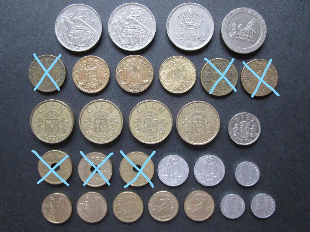 munten Spanje, Timbres & Monnaies, Monnaies | Europe | Monnaies non-euro, Monnaie en vrac, Autres pays, Enlèvement ou Envoi