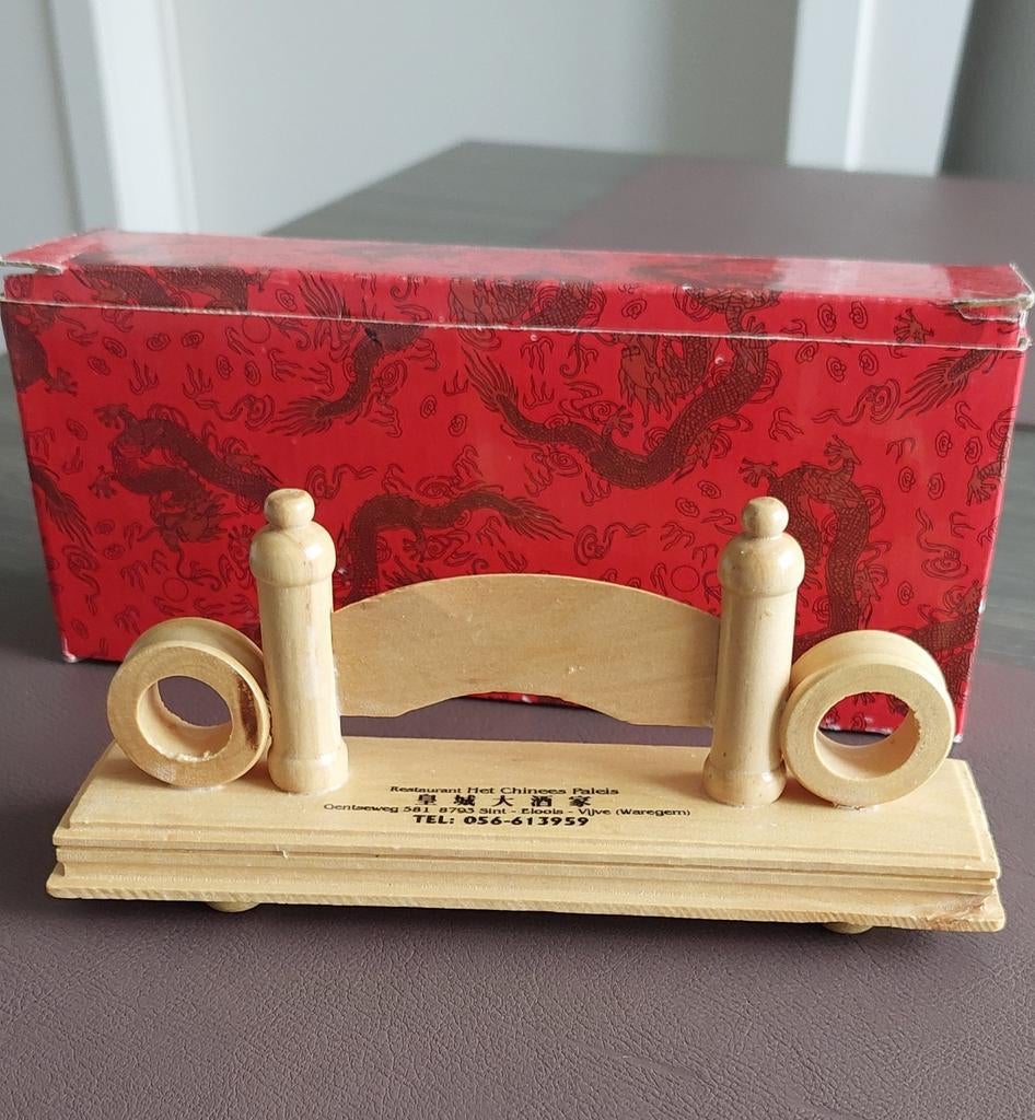 Vintage Bamboe houten staander voor waaier., Ophalen of Verzenden