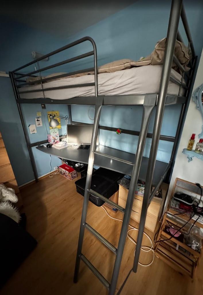 IKEA Svarta Hoogslaper met bureaublad, Huis en Inrichting, Ophalen, 100 cm, Hoogslaper, Eenpersoons