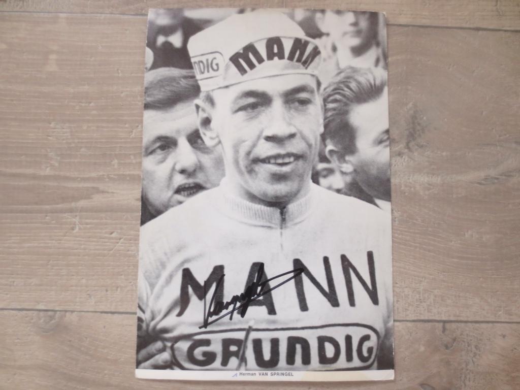 poster kaart 1967 team mann herman van springel signe, Verzenden, Gebruikt