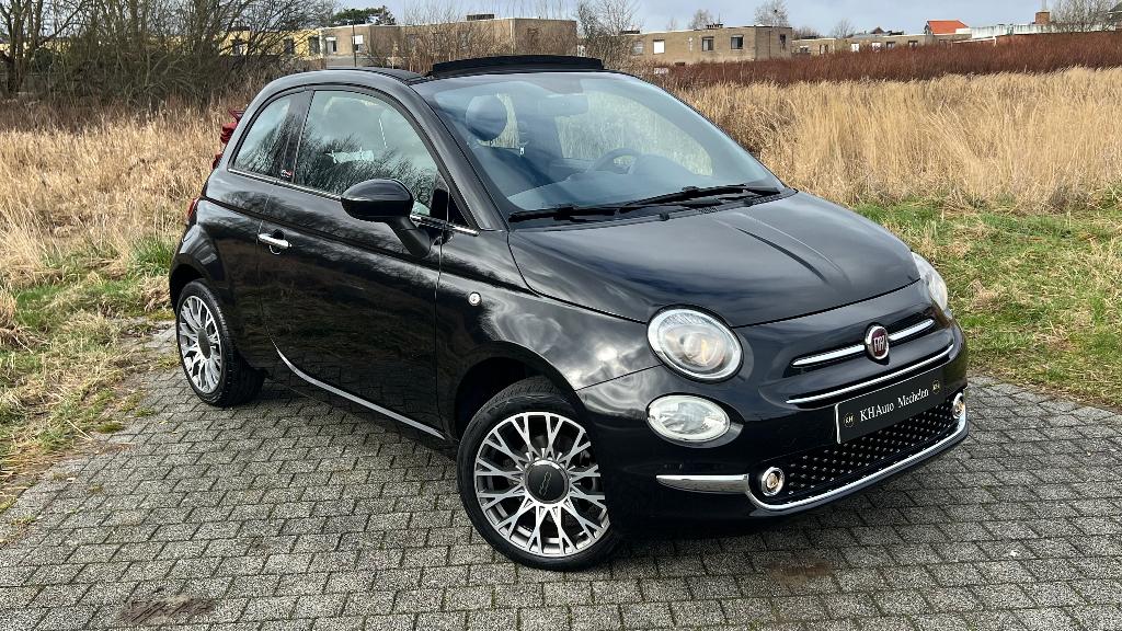 Fiat 500c Cabrio Star 1.2i Automaat CarPlay Euro 6 Garantie, Auto's, 4 cilinders, Cabriolet, Leder en Stof, Zwart