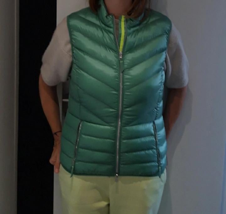 Donsjack Groene mouwloze jas van Brax Maat L, Ophalen, Brax, Maat 42/44 (L), Zo goed als nieuw