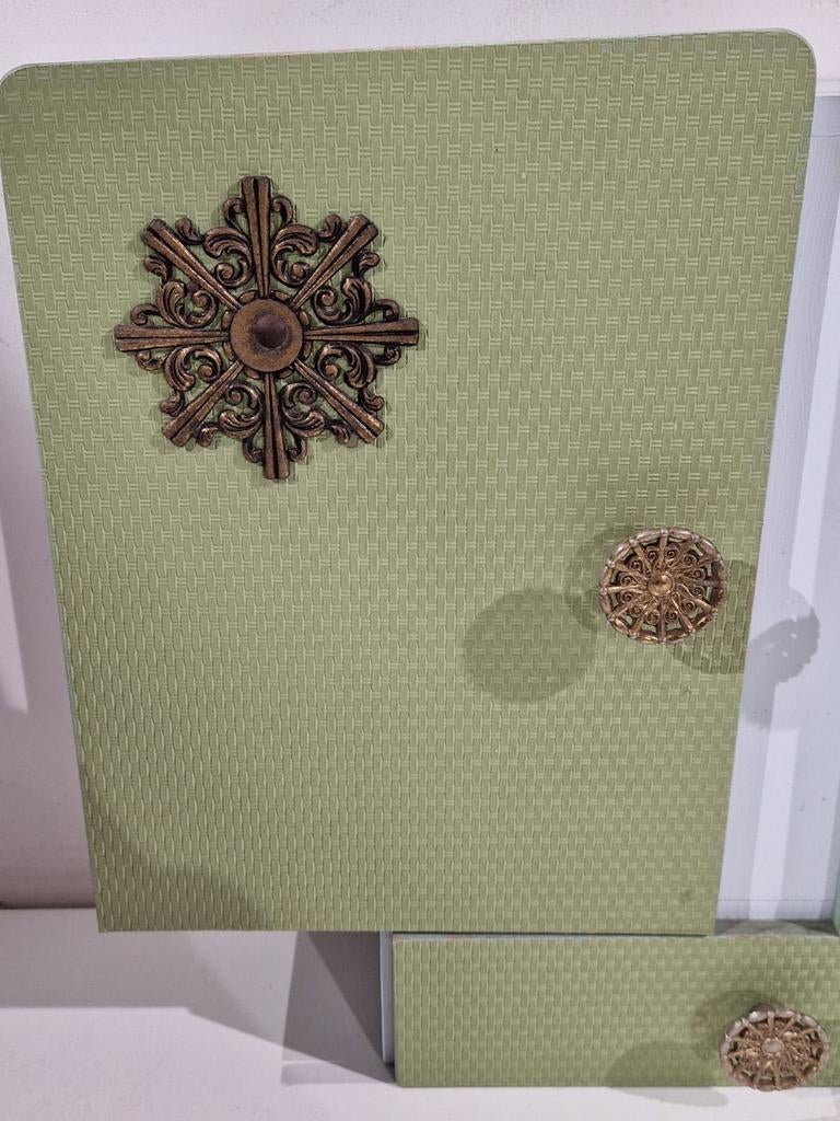 Retro kastje met spiegel , lade en 2 klapdeuren . Art design, Antiek en Kunst, Ophalen of Verzenden