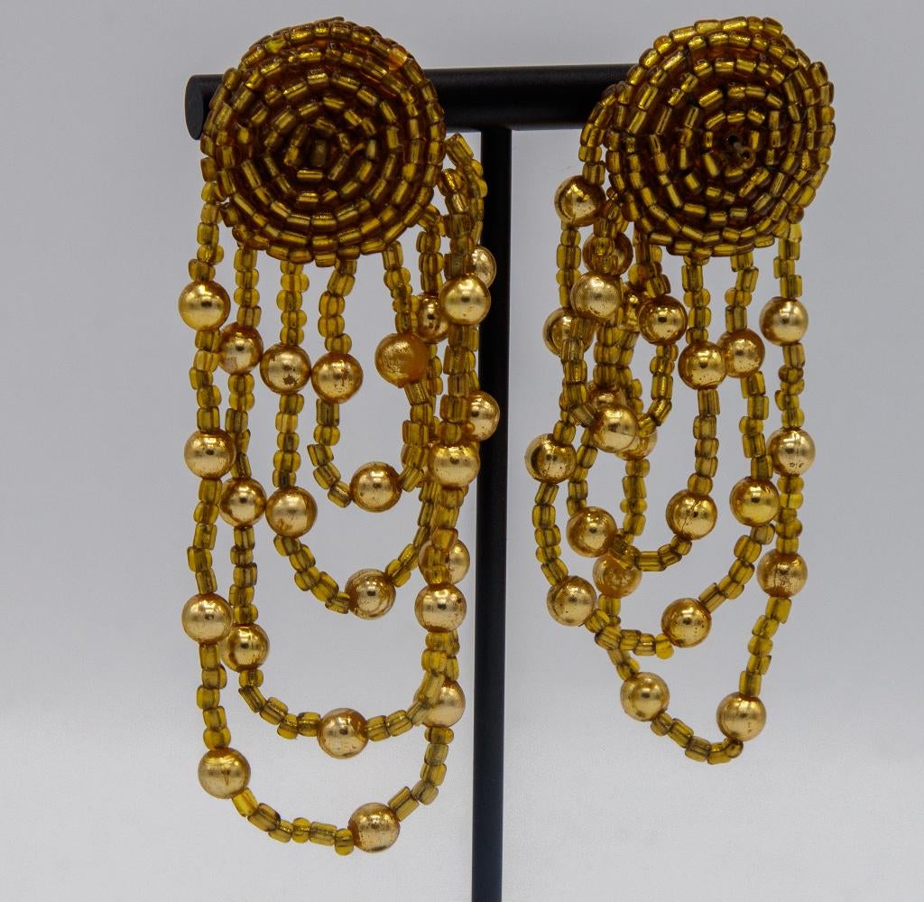 Grandes boucles d'oreilles colorées avec perles irisées, Bijoux, Sacs & Beauté, Boucles d'oreilles, Enlèvement ou Envoi, Or, Autres matériaux