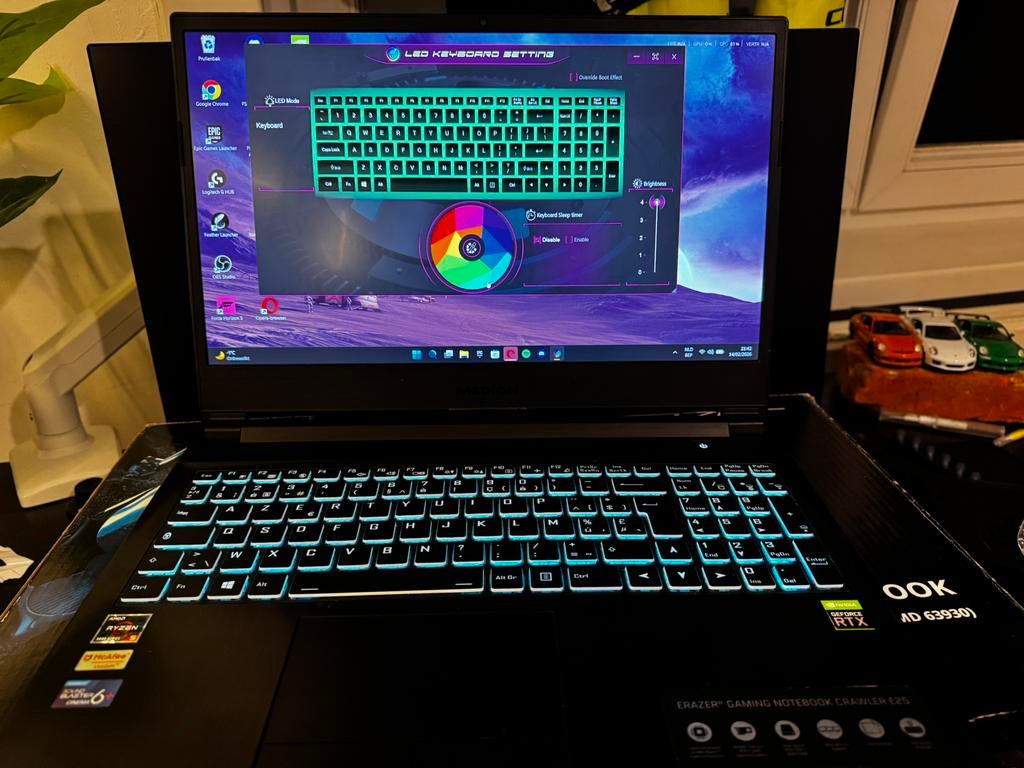 Gaming Laptop ERAZER Crawler E25 zie beschrijving!, Computers en Software, Windows Laptops, Zo goed als nieuw, SSD, 16 GB, Gaming