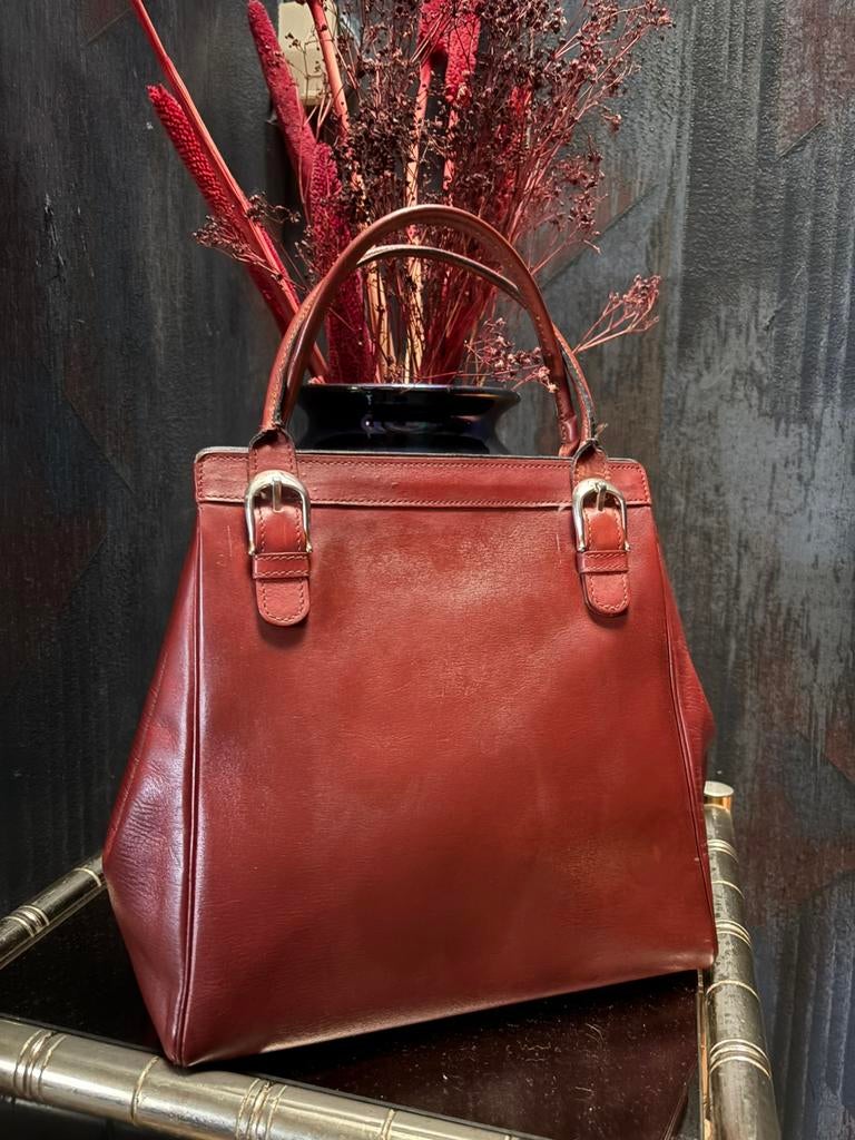 DELVAUX vintage handtas boxcalf leer - zeldzaam model!, Handtassen en Accessoires, Tassen | Damestassen, Zo goed als nieuw, Handtas