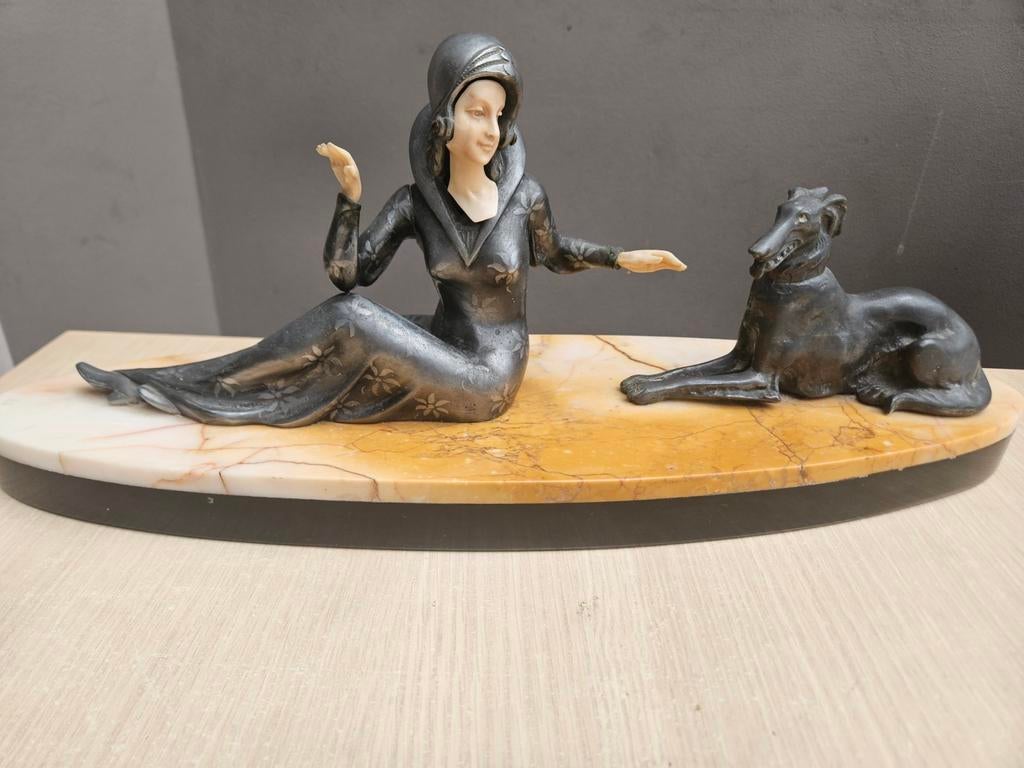 Antique art déco en marbre, Rafaello Scali, Verzamelen, Beelden en Beeldjes, Ophalen