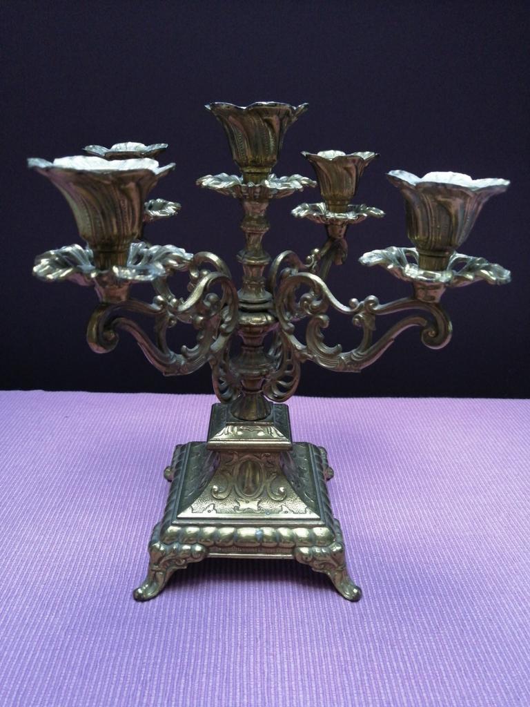 Antieke messing kandelaar, Antiek en Kunst, Ophalen of Verzenden