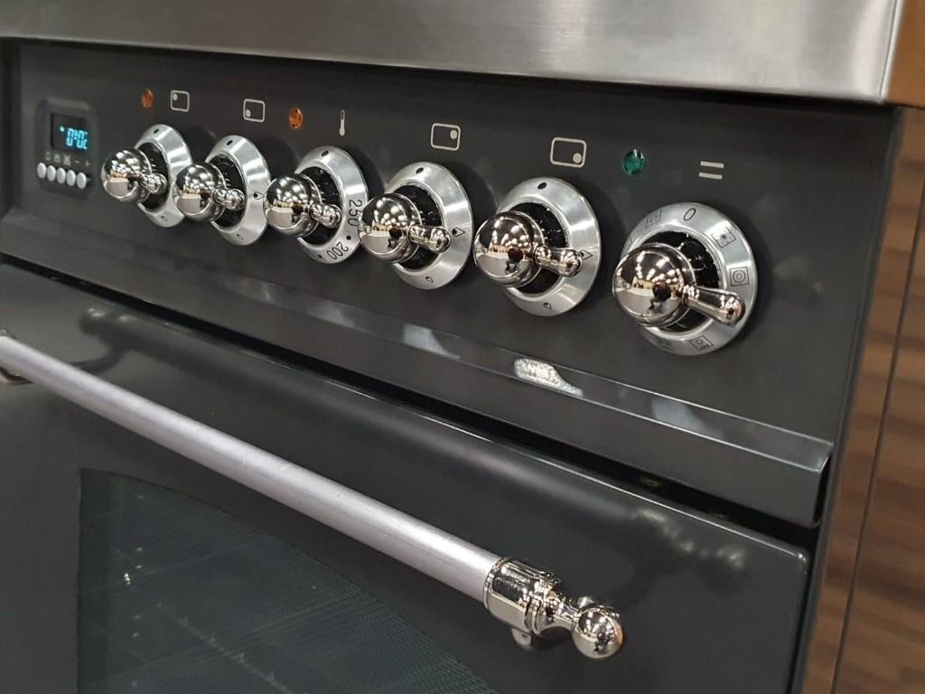 🔥Poêle Boretti de luxe 60cm anthracite  acier inoxydable, Gaz, Classe énergétique A ou plus économe, Enlèvement ou Envoi, 4 zones de cuisson