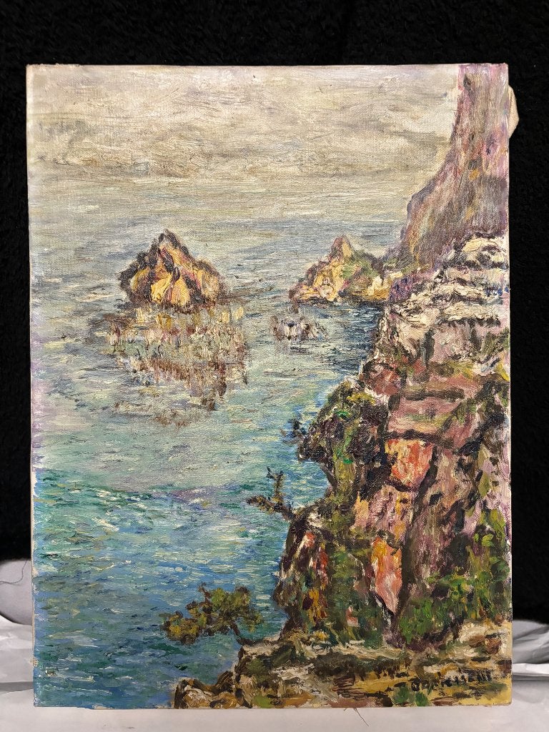 Peinture ancienne Huile sur toile "Isla de Palma" - Signée, Enlèvement