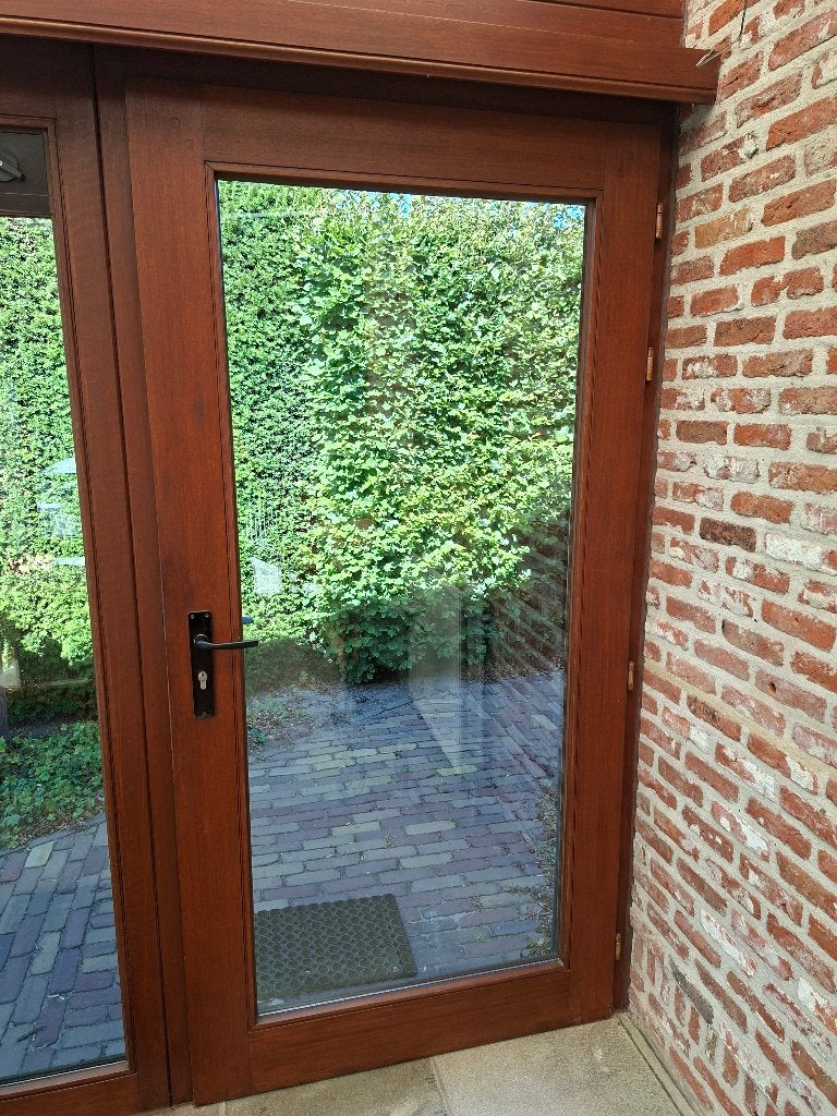 Glazen buitendeur in hout meranti, Ophalen, Hout, Buitendeur