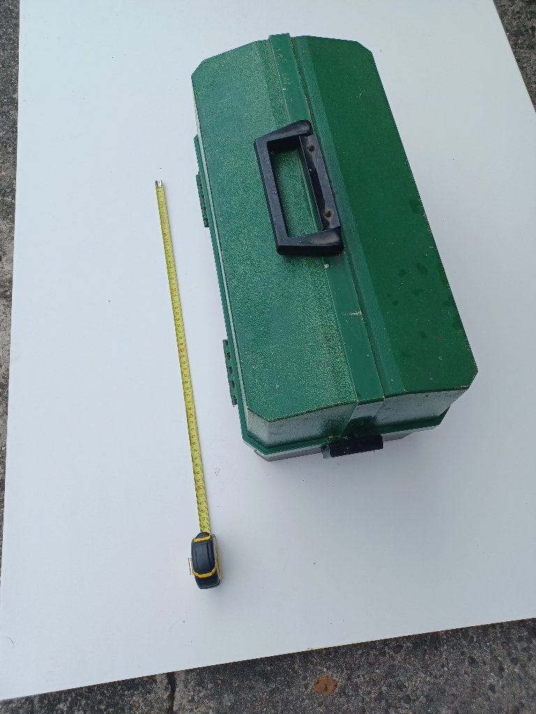 Vintage Groene Cantilever Viskoffer – Boordevol Visgerei!, Ophalen, Gebruikt, Koffer of Tas