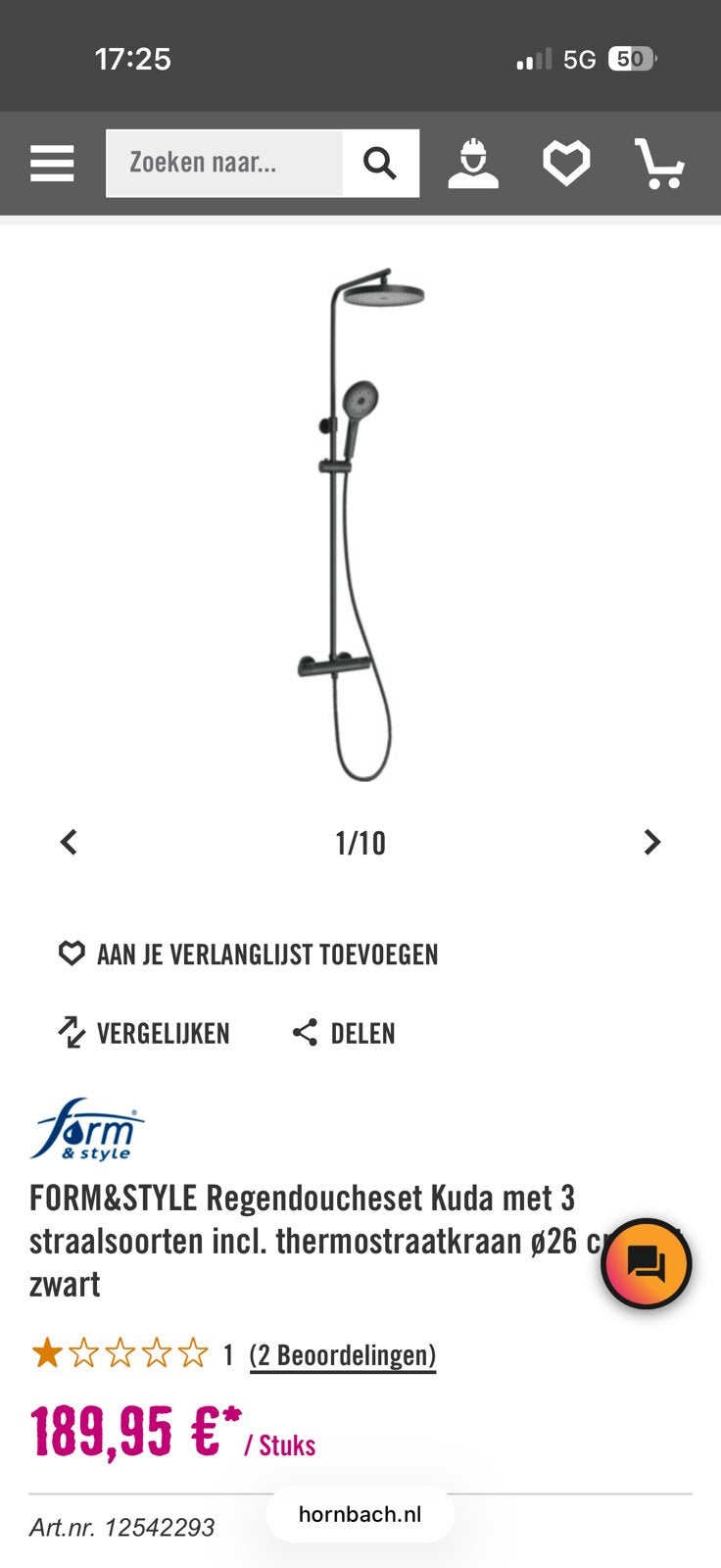 Form & Style Kuda Regendoucheset - Nieuw in doos, Maison & Meubles, Salle de bain | Salle de bain complète, Enlèvement ou Envoi