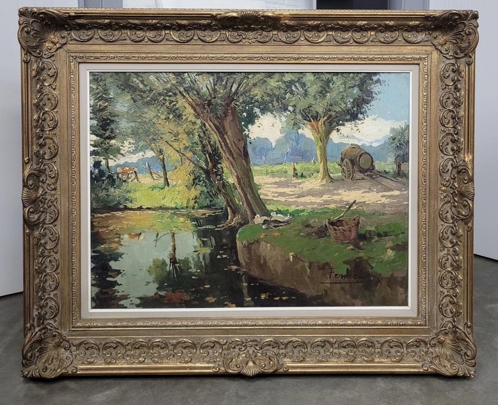 Victor FERMEUSE, eenden bij de vijver, Ophalen