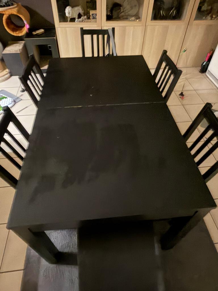 Eetkamertafel uitrekbaar met 6 stoelen, Huis en Inrichting, Complete eetkamers, Ophalen, Gebruikt, 4 tot 6 stoelen
