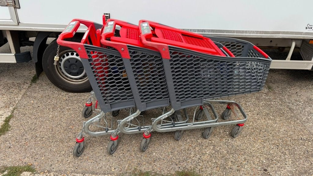 Kunststof Winkelwagens 100L Verrijdbaar, 100 liter of meer, Ophalen, Gebruikt, Transportkar