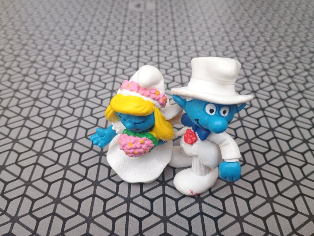 Smufen: Bruid en Bruidegom 2.0412 en 2.0413, Ophalen of Verzenden, Gebruikt, Verschillende Smurfen, Poppetje, Figuurtje of Knuffel