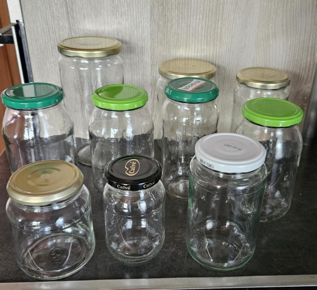 Lot 10 bocaux en verre couvercle en métal (6 lots dispo), Enlèvement, Utilisé, Verre, Récipient(s)