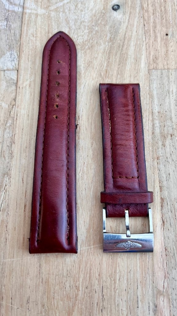 Breitling Band 22mm cognac bruin runderleer met gesp., Handtassen en Accessoires, Horloges | Heren, Ophalen, Overige materialen