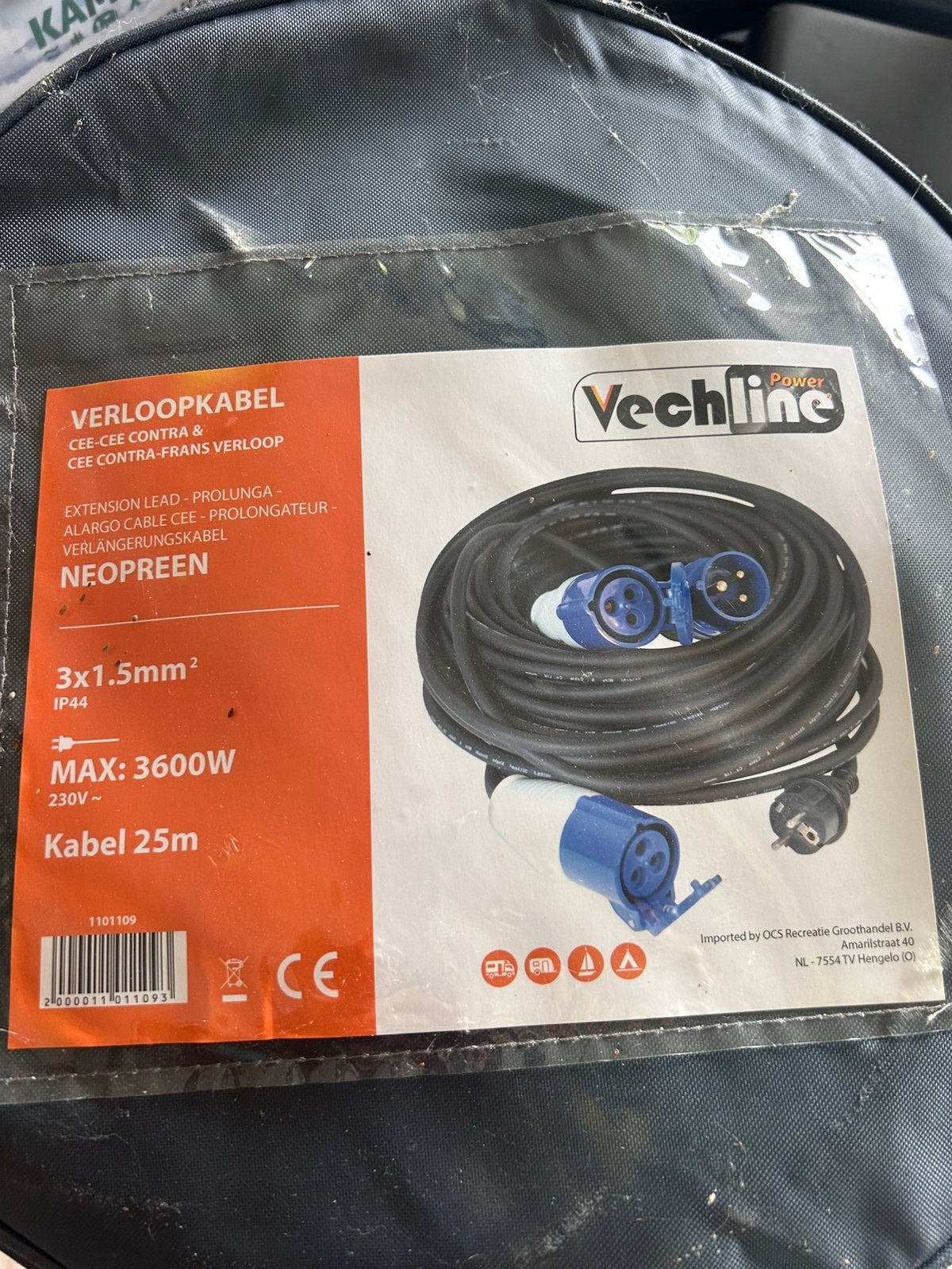 Verloopkabel , verlengkabel , elektrische kabel kamperen, Ophalen, Nieuw