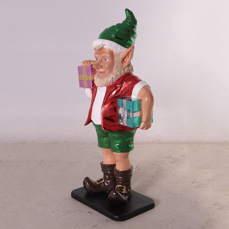 Statue d'elfe 92 cm avec deux cadeaux - Elfe