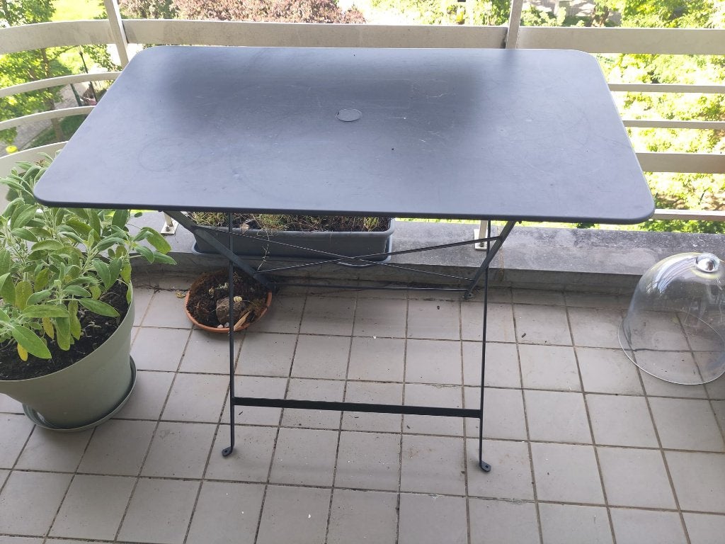 Balkontafel/tuintafel, Tuin en Terras, Ophalen, Gebruikt, Vierkant, Metaal