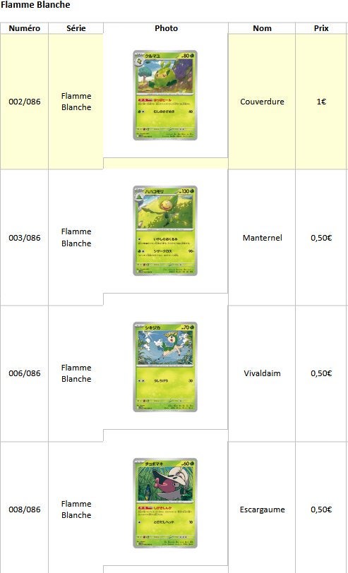 Cartes Pokémon Flamme Blanche (japonaises), Enlèvement, Comme neuf, Plusieurs cartes