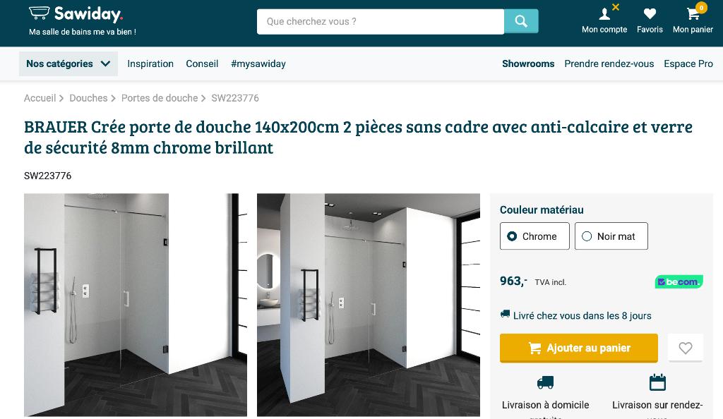 Paroi de douche Brauer Neuf, Neuf, Moins de 25 cm, 100 à 150 cm, Enlèvement