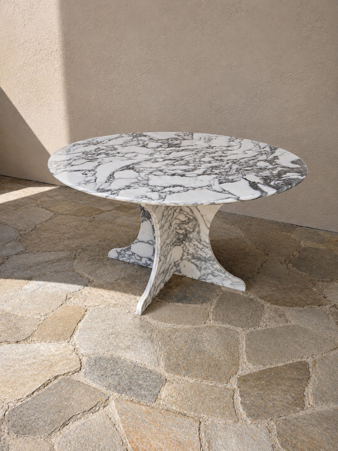 Prachtige Italiaans Calacatta marmer tafel 140x140x74cm., Ophalen, Zo goed als nieuw, Vijf personen of meer, Vintage