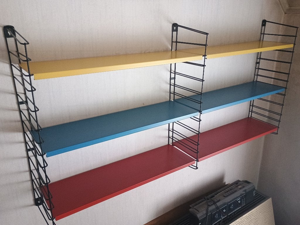 Combinatie vintage rekjes Tomado teak en metaal, Ophalen, Gebruikt