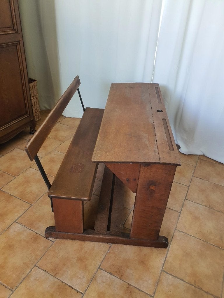 Schoolbank; romantisch in perfecte staat, Ophalen, 72 cm, Hout, Bruin