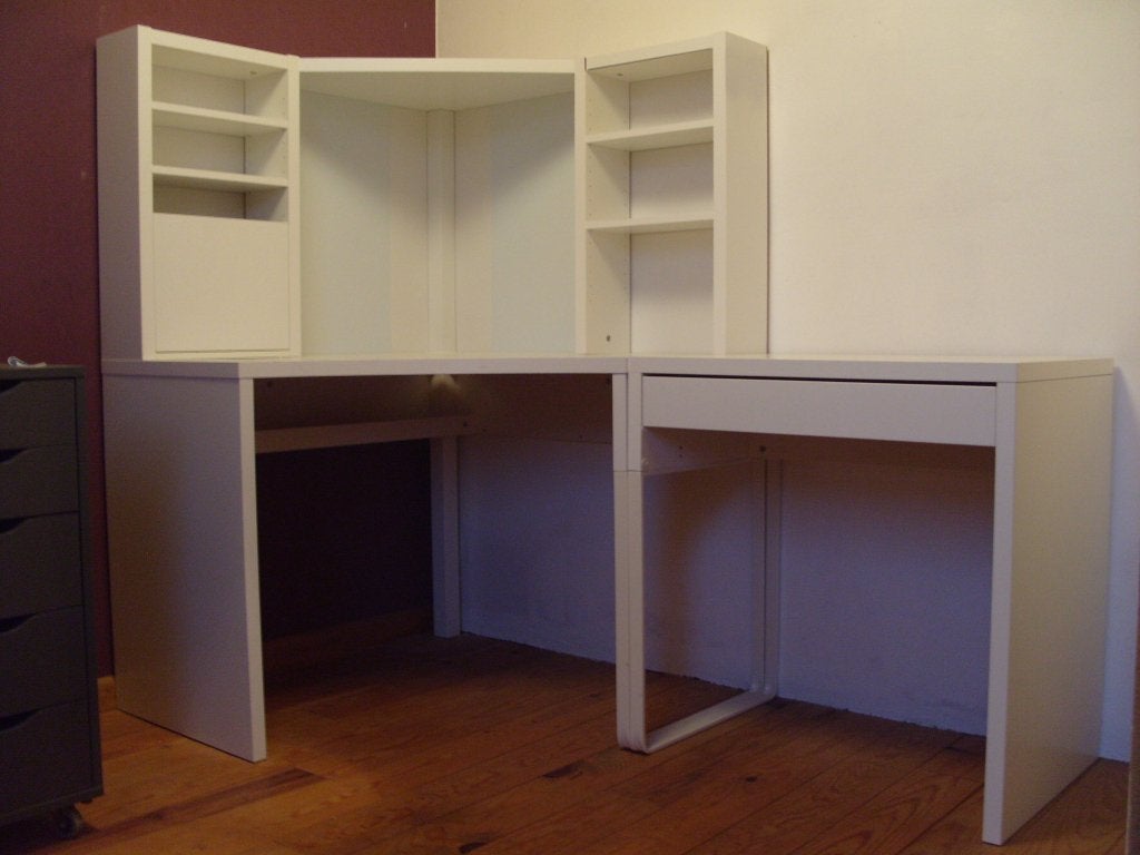 Bureau d'angle blanc - IKEA Micke, Comme neuf, IKEA, Démontable, Moderne