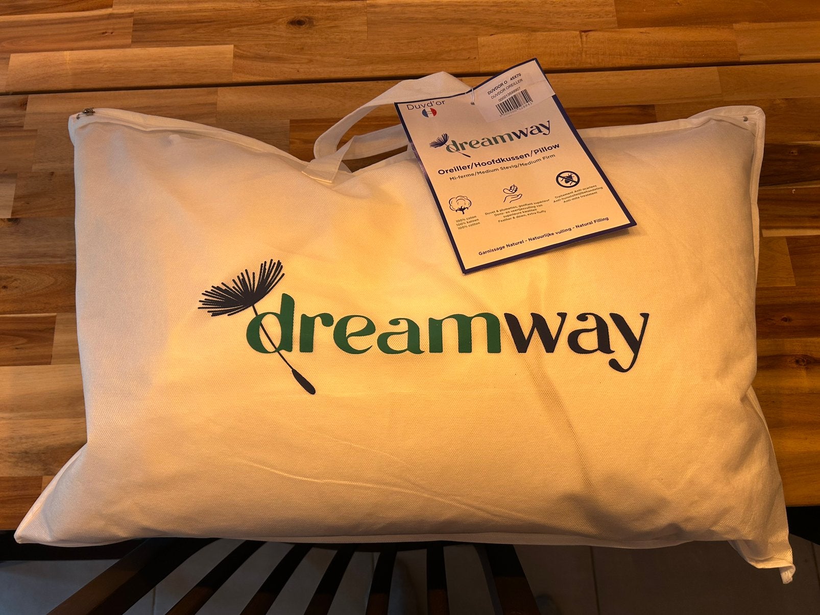 Oreiller duvet 100% neuf Dreamway, Enlèvement ou Envoi, Comme neuf, Oreiller