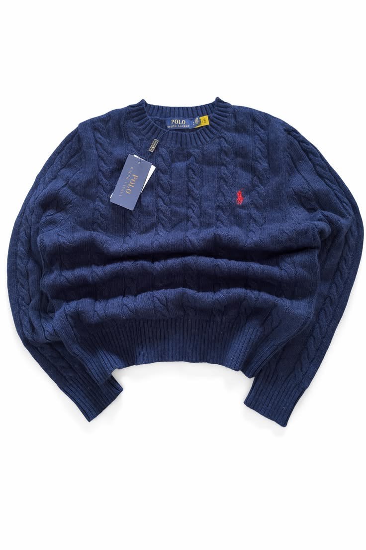 Polo Ralph Lauren Kabeltrui Navy Blauw – Nieuw met Labels, Vêtements | Hommes, Pulls & Vestes, Enlèvement, Comme neuf, Taille 52/54 (L)