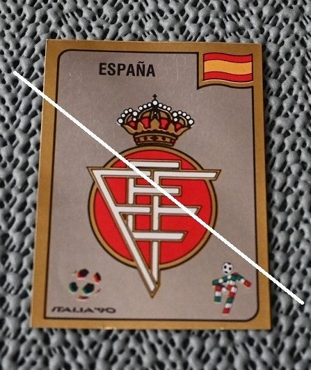Panini Italia 90 Embleem Spanje, Verzenden, Zo goed als nieuw, Poster, Plaatje of Sticker