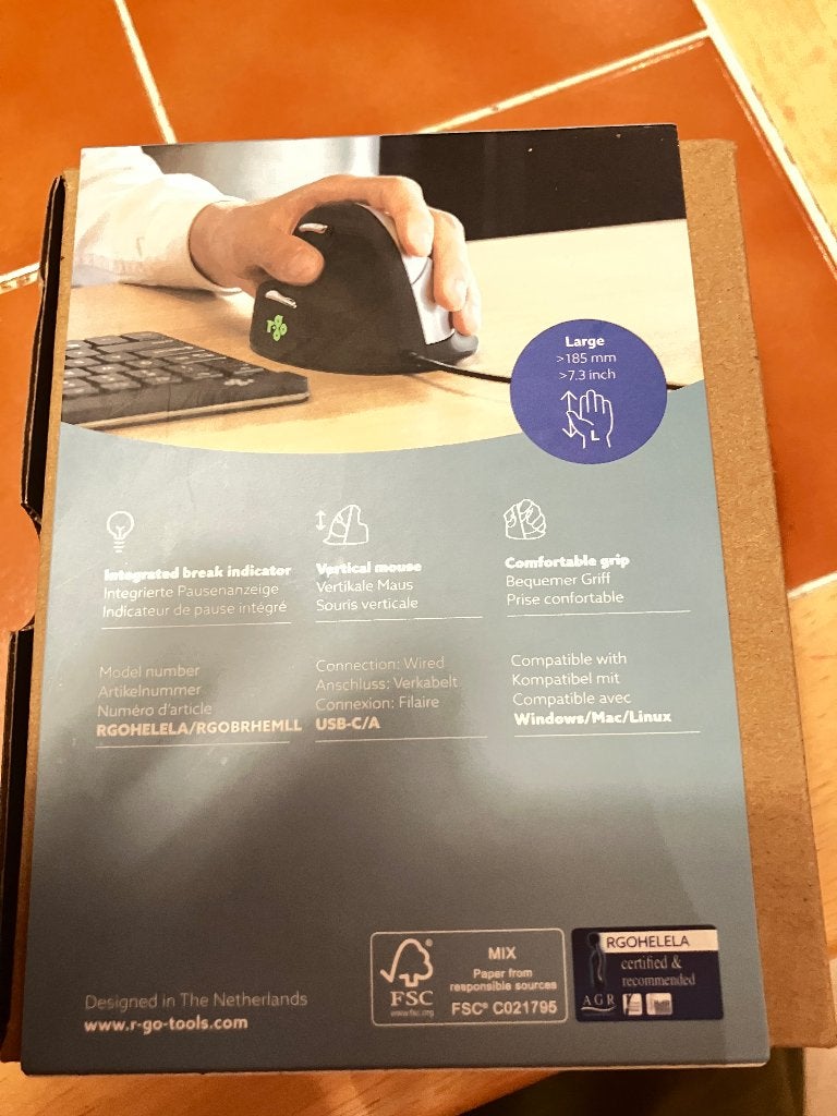 ergonomische vertikale muis bedraad linkshandig grote handen, Computers en Software, Muizen, Rechtshandig, Muis, Ergonomisch, Ophalen of Verzenden