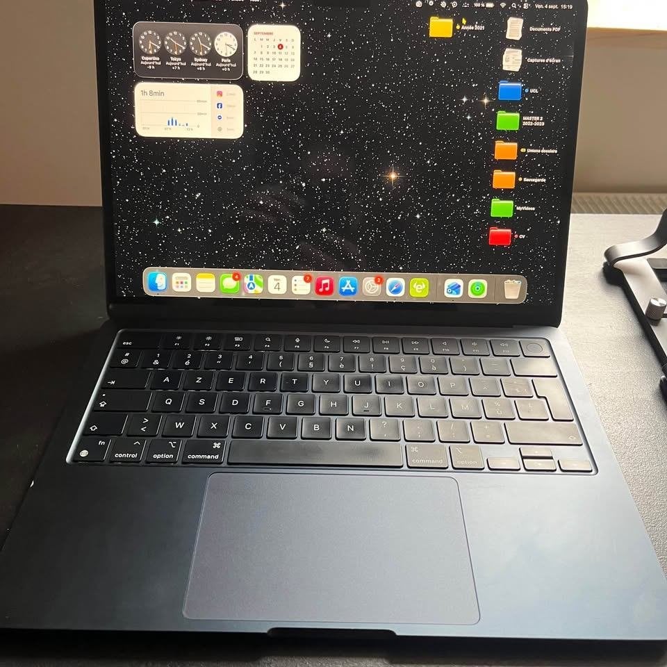 Macbook Air M2 (2022) - Bleu nuit, 256 GB, Utilisé, Azerty, 8 GB