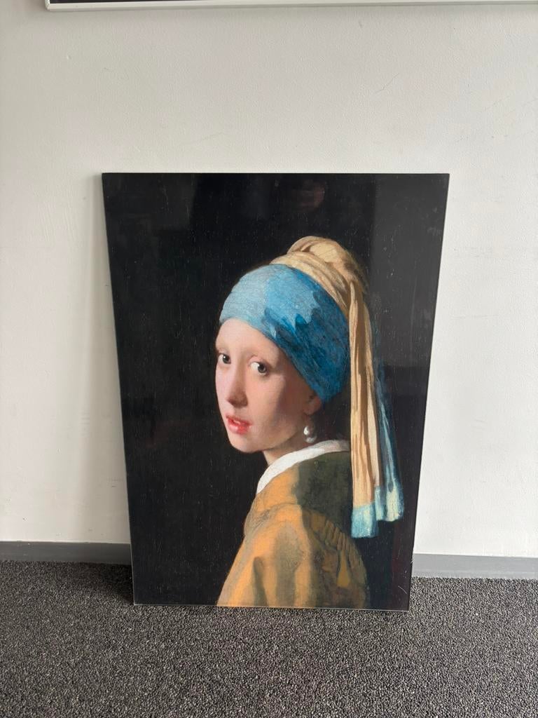 Meisje met parel van Vermeer op dibond, Antiek en Kunst, Ophalen of Verzenden