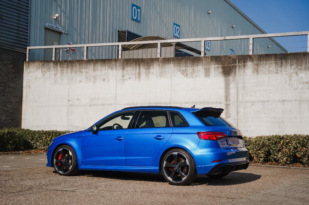 RS3 Sportback Ara Blue kristalle, Carbon, Pano dak, Auto's, Automaat, RS3, Blauw, Leder