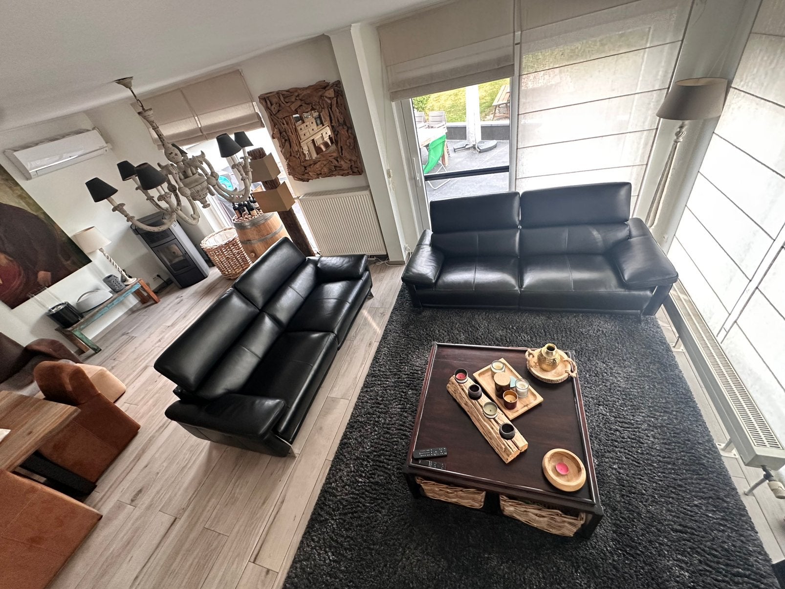 SALON DE LUXE EN 100 % CUIR DE BUFFLE AVEC RELAXATION, Enlèvement ou Envoi, Comme neuf, Bois