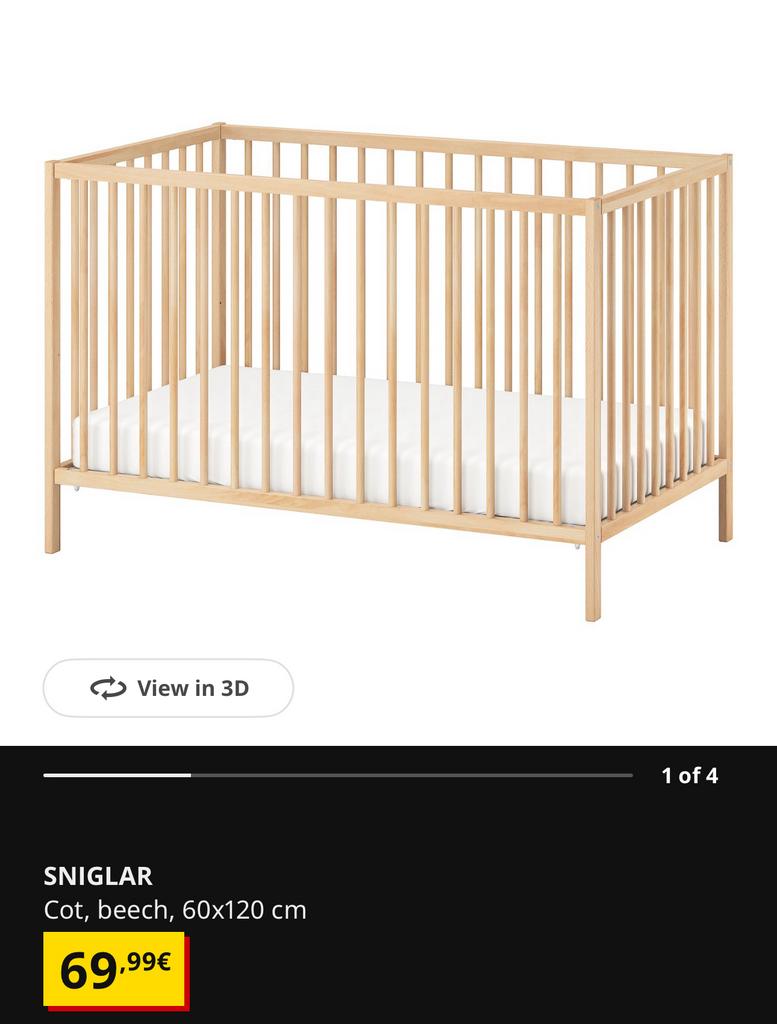 Baby Cot - Mattress, Ophalen, Zo goed als nieuw