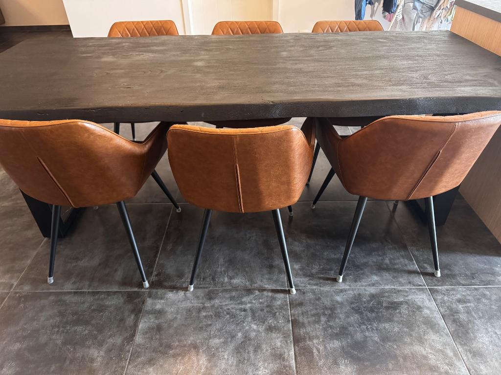 Eetkamerstoelen, Huis en Inrichting, Ophalen, Kunststof, Gebruikt, Bruin