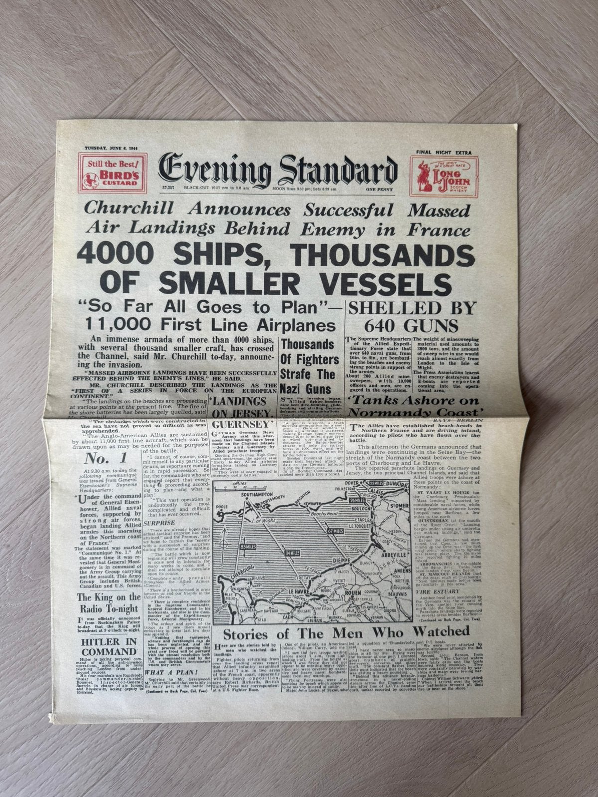 Krant engels d-day 6 juni 1944, Verzamelen, Militaria | Tweede Wereldoorlog, Ophalen of Verzenden, Overige soorten, Boek of Tijdschrift